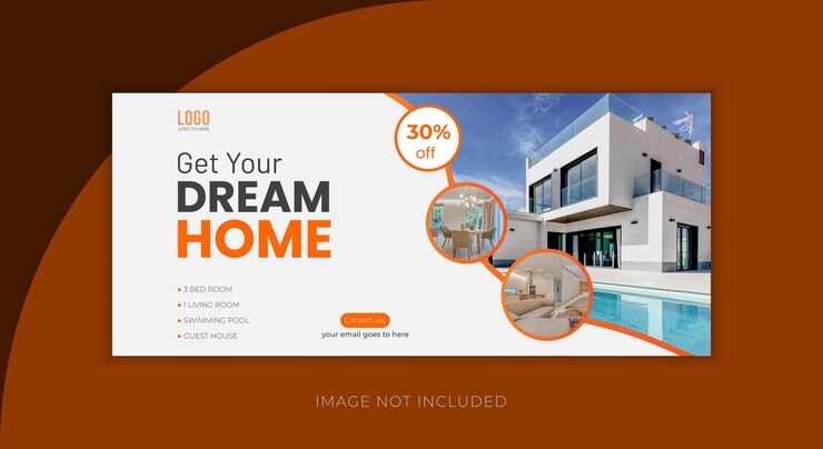 Moderno modelo creativo de portada de Facebook para propiedades inmobiliarias