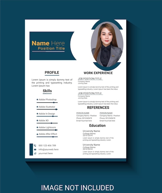 Moderno modelo de currículum un cartel para un nombre nombre nombre en él