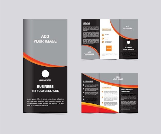 Moderno modelo de diseño de folleto de negocios trifold editable y redimensionable