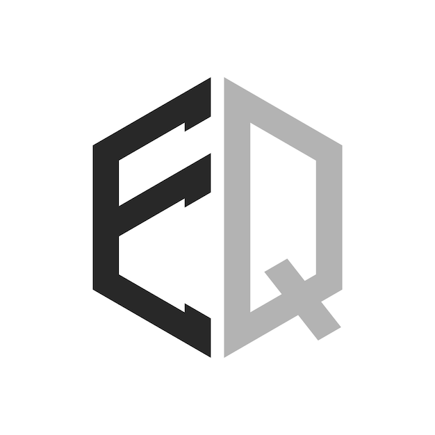 Moderno modelo de diseño de logotipo de letra EQ de hexágono único Concepto de logotipo inicial de letra E Q elegante