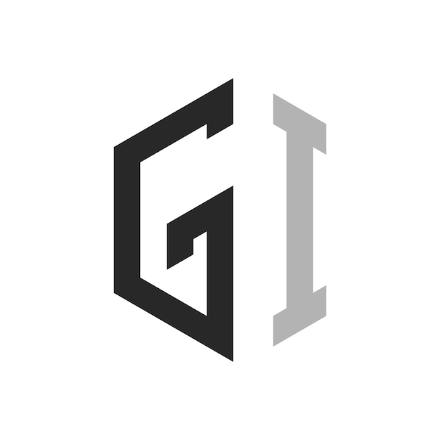 Moderno modelo de diseño de logotipo de la letra hexagonal GI Elegante concepto de logotipo inicial de la letra GI