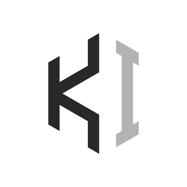 Moderno modelo de diseño de logotipo de la letra hexagonal KI Elegante concepto inicial de la letra KI
