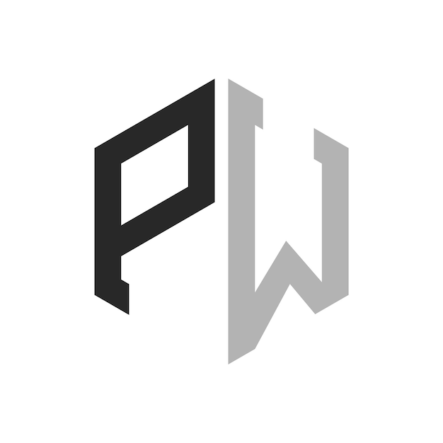 Vector moderno modelo de diseño de logotipo de la letra hexagonal pw elegante concepto inicial de la letra pw