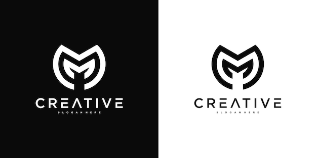 Moderno modelo de diseño de logotipo de la letra inicial M Premium Vector