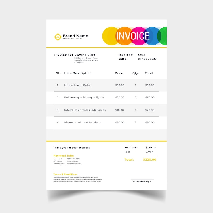 Vector moderno modelo de factura corporativa diseño de impresión u otros usos minimalista o contabilidad