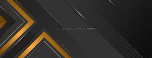 Moderno modelo de fondo de geometría abstracta de lujo negro y dorado