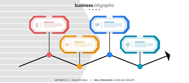 Moderno modelo de infografía con 4 pasos