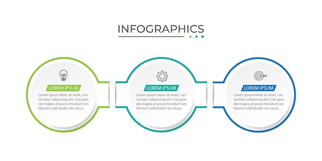 Moderno modelo de infografía Diseño de elementos de círculo creativo con íconos de marketing 3 pasos