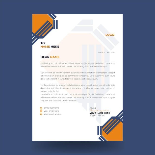 Moderno modelo de papel de carta para negocios y corporaciones Abstract Diseño de papel de letra con negro y azul