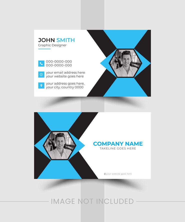 Moderno modelo de tarjeta de visita en un diseño de color limpio y azul