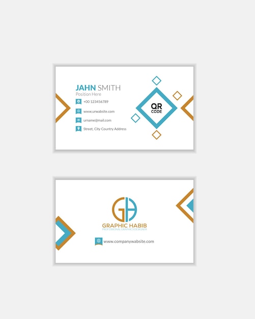 Moderno modelo de tarjeta de visita de dos caras Ilustración vectorial blanca