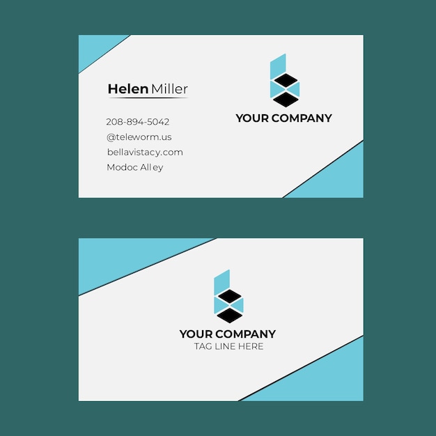 Moderno modelo de tarjeta de visita profesional con diseño geométrico limpio para diseñadores gráficos