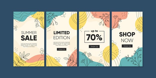 Moderno modelo universal abstracto con concepto de naturaleza para historias de Instagram y Facebook