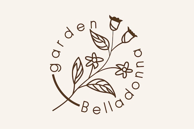 Vector moderno modelo vectorial de diseño de logotipo de la planta de belladonna con arte de línea profesional