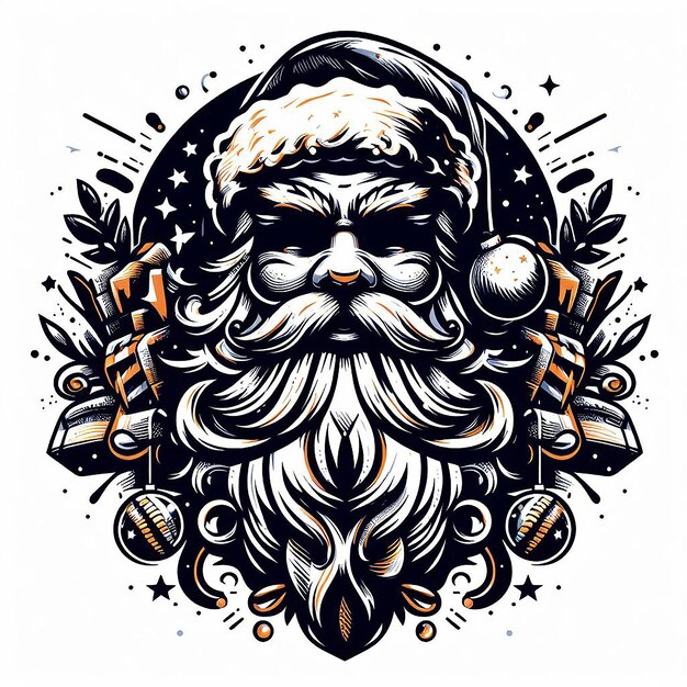 Moderno, moderno, fresco, amigable, Papá Noel, icono, emoji, arte vectorial, ilustración, imagen, imagen