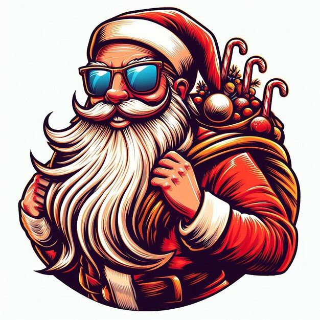 Vector moderno, moderno, fresco, amigable, papá noel, icono, emoji, arte vectorial, ilustración, imagen, imagen