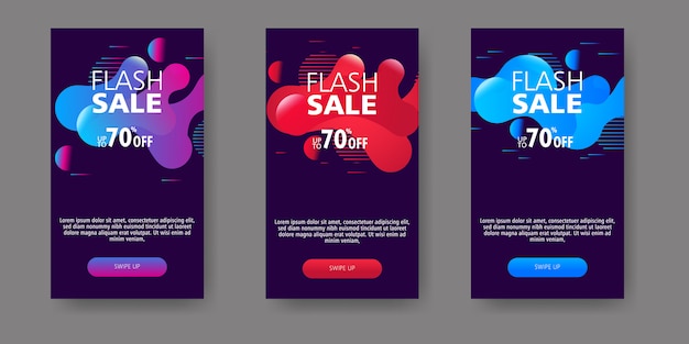 Moderno móvil fluido para banners de venta flash. diseño de plantilla de banner de venta, conjunto de oferta especial de venta flash.