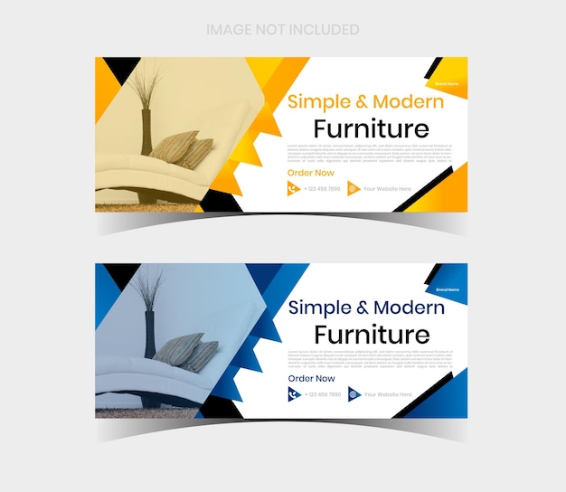 Moderno mueble página de portada de Facebook y diseño de banner web y plantilla de publicación en redes sociales