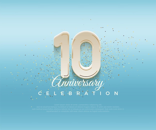 Moderno negrita número 10 aniversario diseño premium para celebración Vector Premium para cartel banner saludo de celebración