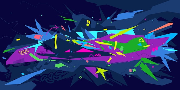 Moderno oscuro futurista Mecha Gundam Cyberpunk estilo colorido abstracto urbano Street Art Graffiti Vector ilustración plantilla fondo