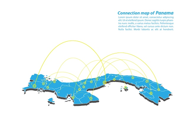 Vector moderno de panamá diseño de red de conexiones de mapa