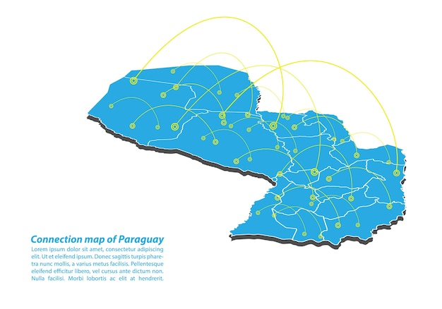 Vector moderno de paraguay diseño de red de conexiones de mapa