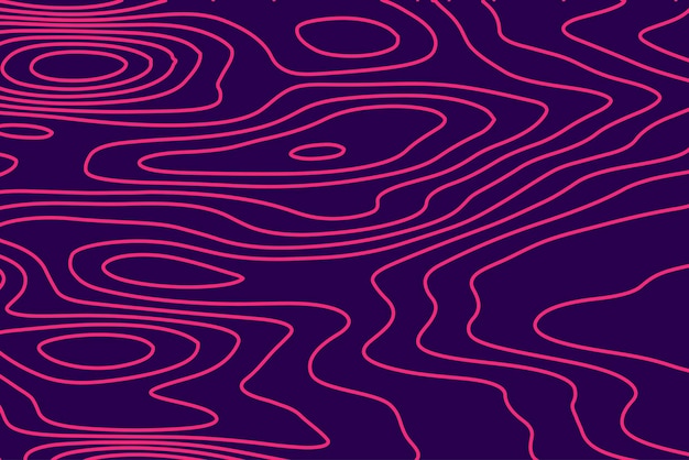 Moderno patrón abstracto de línea de contorno rosa en un fondo oscuro fluido y diseño elegante