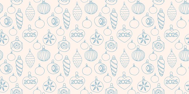 Moderno patrón de color sin costuras con dibujos de juguetes navideños bolas y decoración para el Año Nuevo