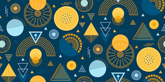 Moderno patrón sin costuras geométrico abstracto Diseño de papel de pared con forma geométrica de triángulo circular y línea Diseño para papel de envoltura de tela para papel de parede Ilustración vectorial1