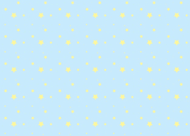 Moderno patrón de estrellas amarillas Muchas grandes y pequeñas sobre un fondo azul claro