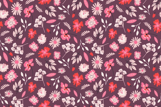 Moderno patrón floral sin costuras en colores rosados vectoriales