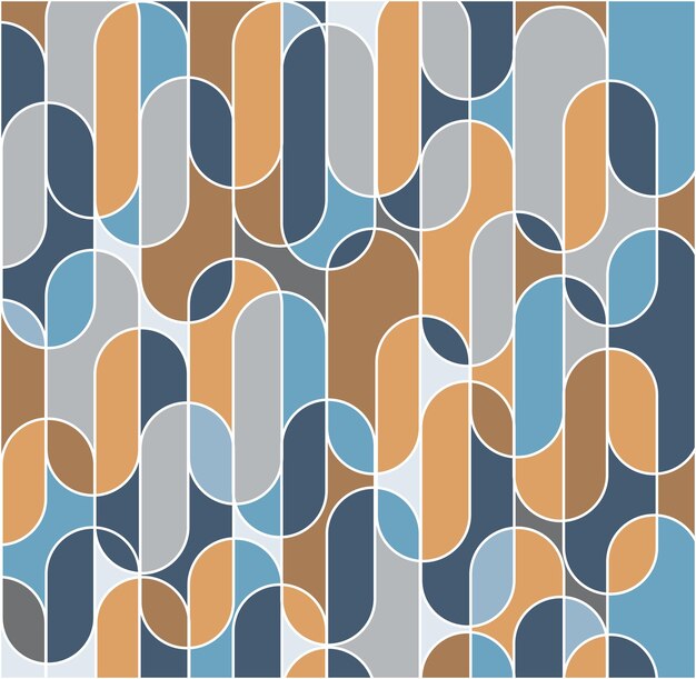 Moderno patrón de forma geométrica ovalada sin costura en el fondo vectorial de estilo retro