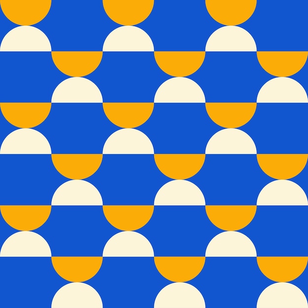 Moderno patrón geométrico sin costuras con semicírculos coloridos sobre un fondo azul