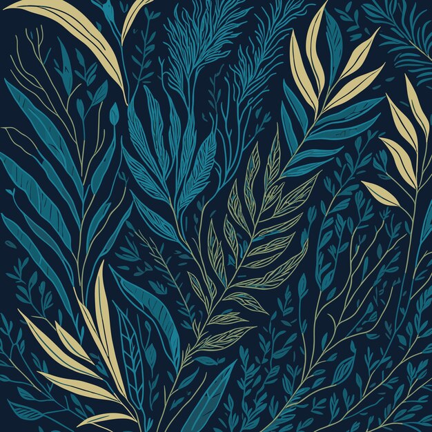 Moderno patrón de ilustración de plantas exóticas de la selva Collaje creativo patt floral contemporáneo sin costuras
