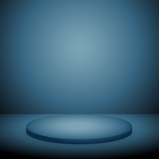 Moderno pedestal de placas de luces de neón plataforma de exhibición de fondo azul