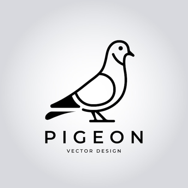 Moderno Pigeon Logo Vector Negro Ícono Minimal de Animales Perfecto para las marcas postales Empaque ecológico y