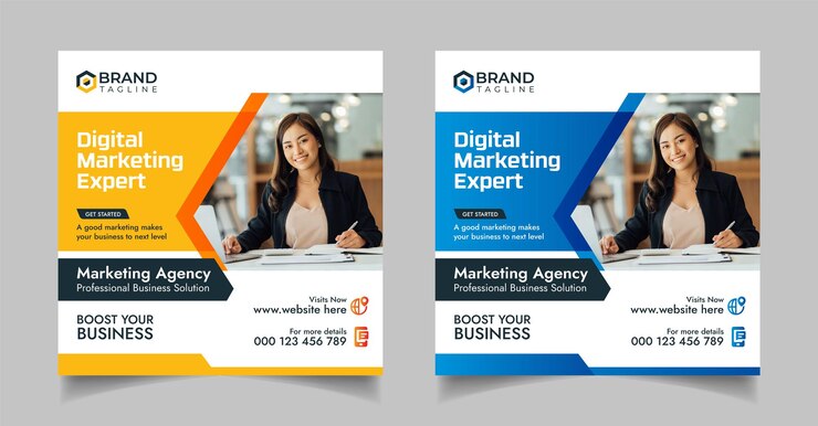 Moderno post en redes sociales con agencia de marketing digital Diseño de plantillas de banners web corporativos