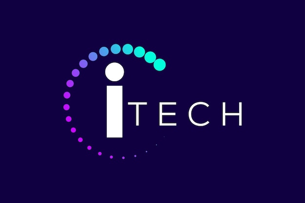 Moderno y profesional letra colorida plantilla vectorial de diseño de logotipo i Tech