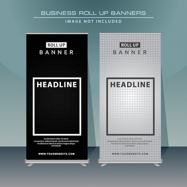 Moderno roll up banner design con color negro