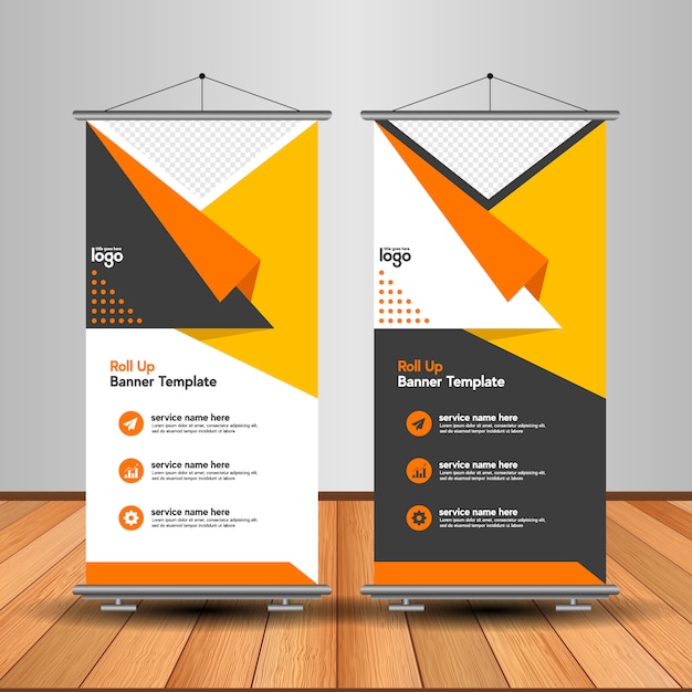 Moderno roll up banner con forma abstracta