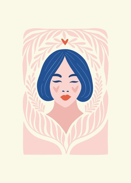 Moderno Romántico día de San Valentín volante vertical o plantilla de póster de amor dibujado a mano