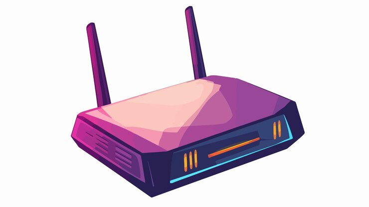 Vector moderno router de dibujos animados dispositivo de tecnología de módem con conexión a internet wifi