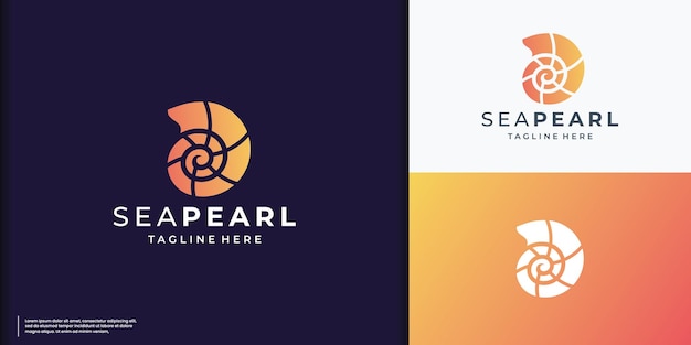 moderno y simple el logotipo de la perla en espiral concepto de proporción de oro con estilo de línea redondeada