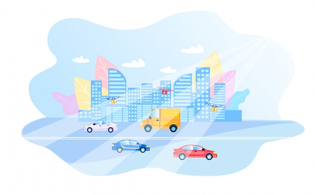 Moderno smart city daily routing ilustración plana