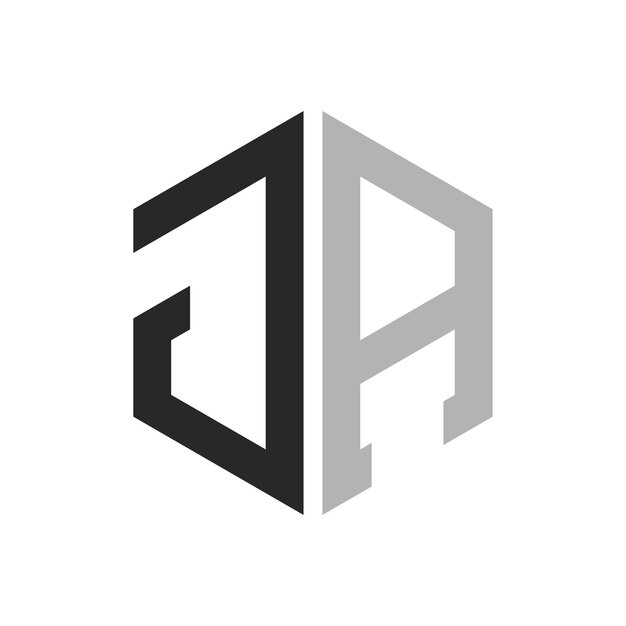 Moderno y único diseño de la letra hexagonal del logotipo JA Elegante concepto inicial del logotipo de la letra JA