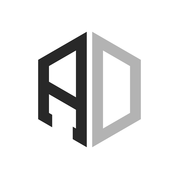 Moderno y único diseño de logotipo de letra hexagonal AD Elegante concepto de logotipo inicial de letra AD
