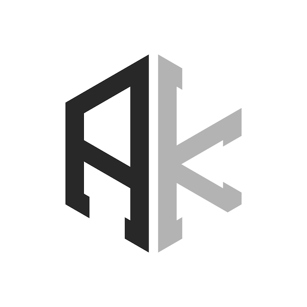 Moderno y único diseño de logotipo de la letra hexagonal AK Elegante concepto inicial de la letra AK