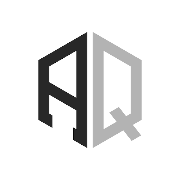 Moderno y único diseño de logotipo de la letra hexagonal AQ Elegante concepto inicial de la letra AQ