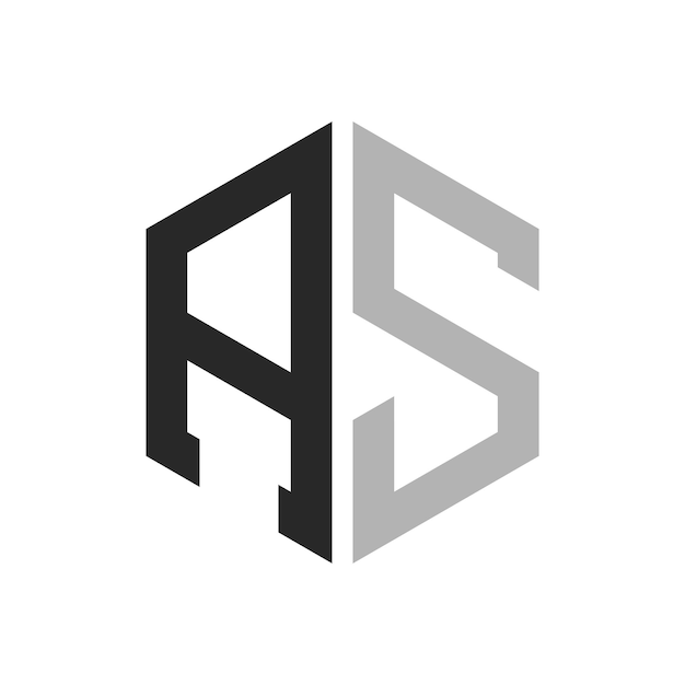 Moderno y único diseño de logotipo de la letra hexagonal AS Elegante concepto inicial de la letra AS
