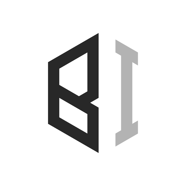 Moderno y único diseño de logotipo de la letra hexagonal BI Elegante concepto de logotipo inicial de la letra BI